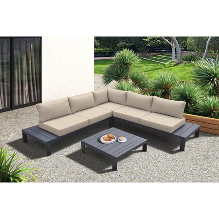 TENTO CAMPAIT Razor 4 Piece Outdoor Dark Grey Finish & Grey Cushions Sectional Set TE2522323